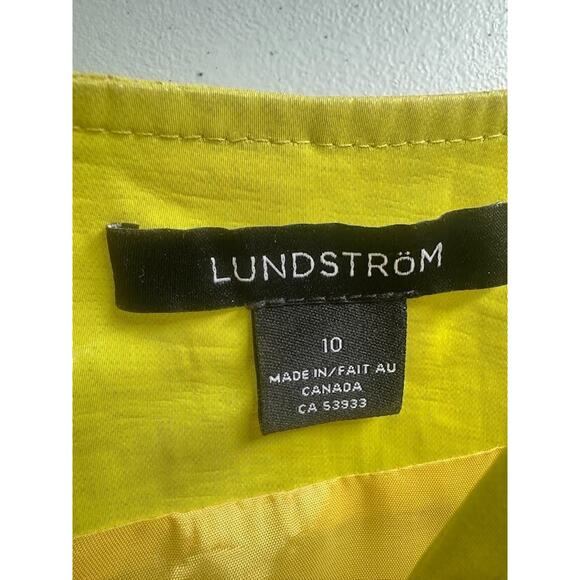 Lundstrom Jacket Womens 10 Waxed Linen Bright Yellow Pockets Snap Front Modern - Picture 5 of 7